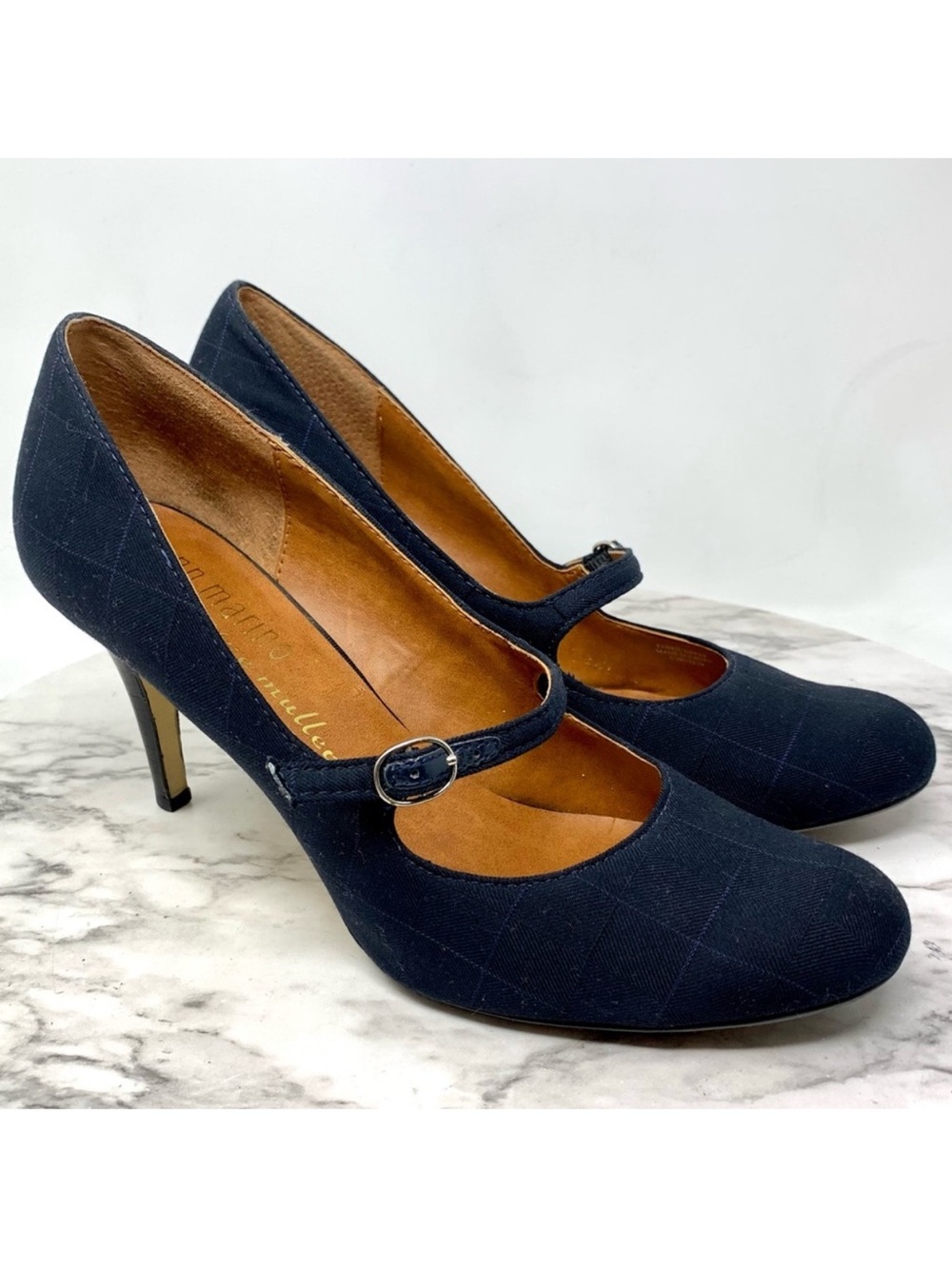 Ann Marino By Bettye Muller Plaid Tweed Mary Jane Pumps 7.5 Retro Classic Preppy